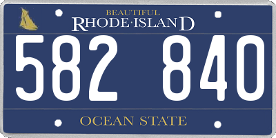 RI license plate 582840