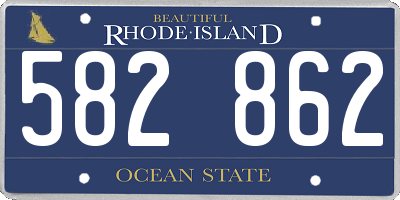 RI license plate 582862