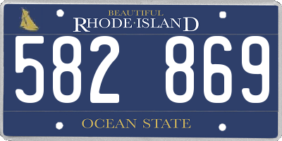 RI license plate 582869