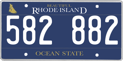 RI license plate 582882
