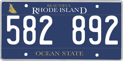 RI license plate 582892