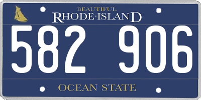 RI license plate 582906