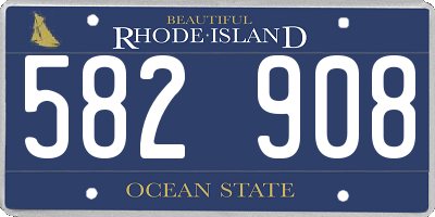 RI license plate 582908