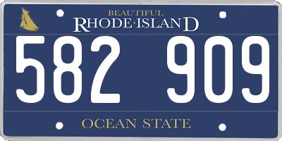 RI license plate 582909