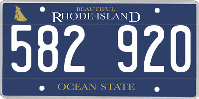 RI license plate 582920