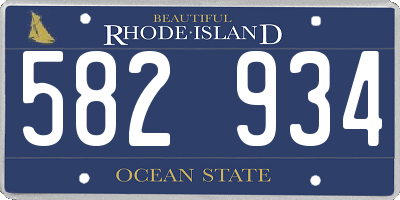 RI license plate 582934