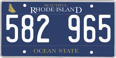 RI license plate 582965