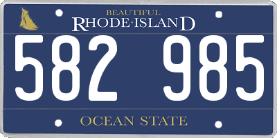 RI license plate 582985