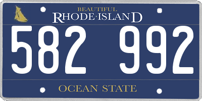 RI license plate 582992