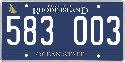 RI license plate 583003