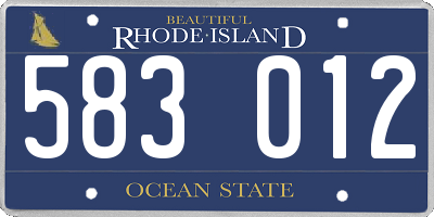 RI license plate 583012