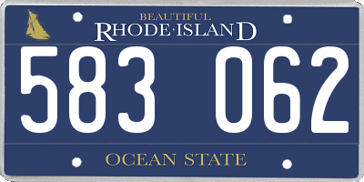 RI license plate 583062