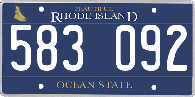 RI license plate 583092