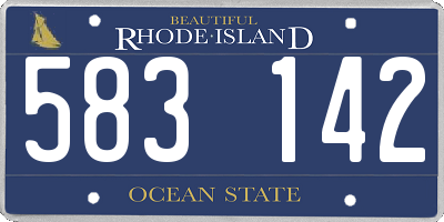 RI license plate 583142