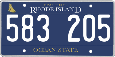 RI license plate 583205