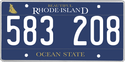 RI license plate 583208
