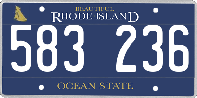 RI license plate 583236