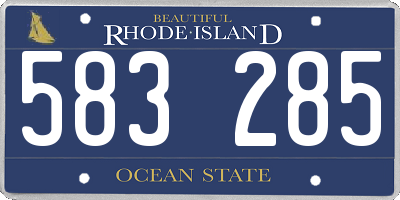 RI license plate 583285