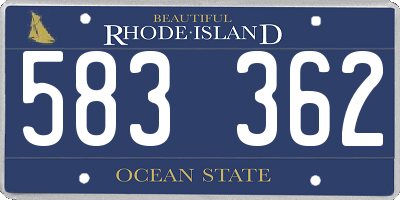 RI license plate 583362