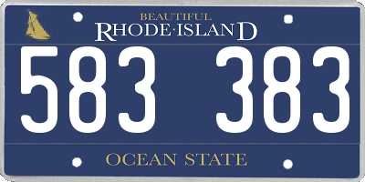 RI license plate 583383