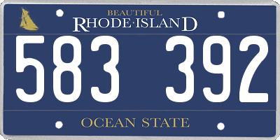 RI license plate 583392