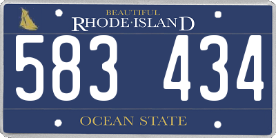 RI license plate 583434