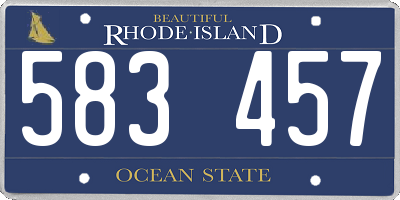 RI license plate 583457