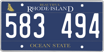 RI license plate 583494