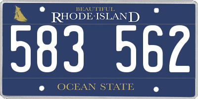 RI license plate 583562