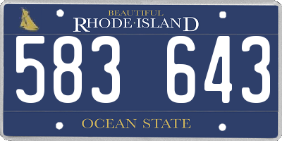 RI license plate 583643