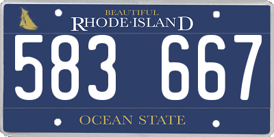RI license plate 583667