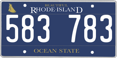 RI license plate 583783