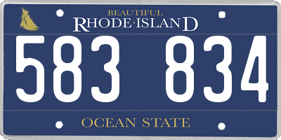 RI license plate 583834