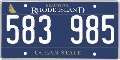 RI license plate 583985
