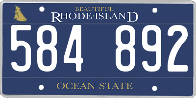 RI license plate 584892