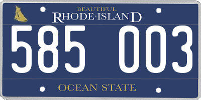 RI license plate 585003