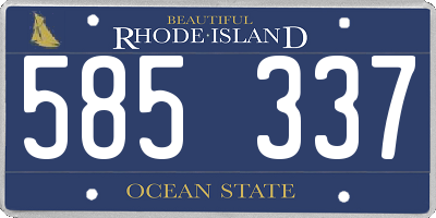 RI license plate 585337