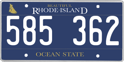 RI license plate 585362