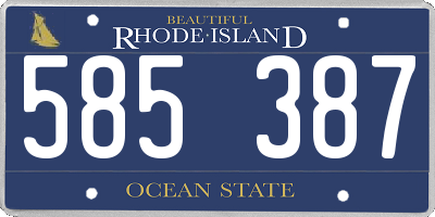 RI license plate 585387