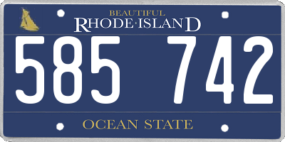 RI license plate 585742
