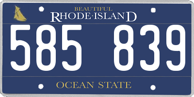 RI license plate 585839