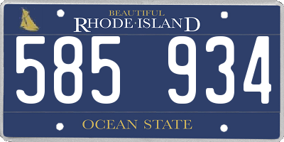 RI license plate 585934