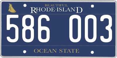 RI license plate 586003