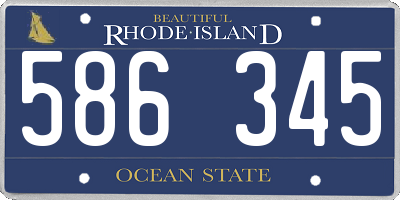 RI license plate 586345