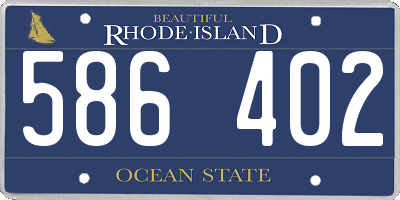 RI license plate 586402