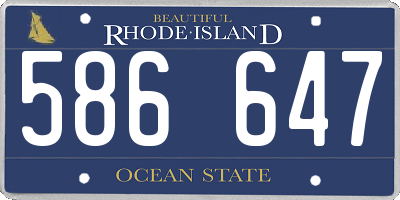 RI license plate 586647