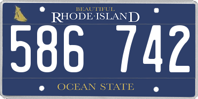RI license plate 586742