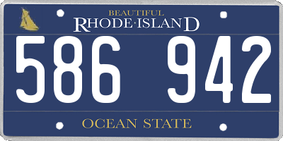 RI license plate 586942