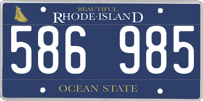 RI license plate 586985