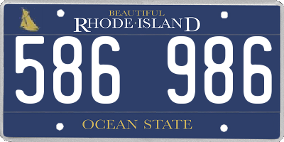 RI license plate 586986